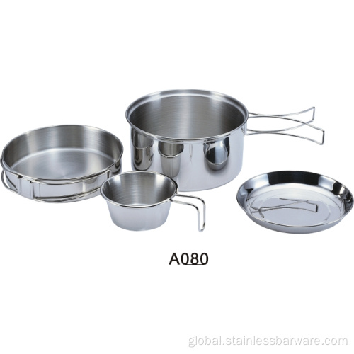 Camper Cooking Set Stainless Steel Camping Pot With Fry Pan Manufactory